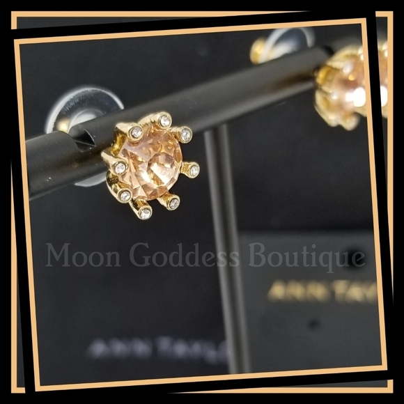 Ann Taylor ✦ Citrine Gemstone Earrings ✦ Gold Filled Studs w/ AAA Crystals NWT - Picture 5 of 11